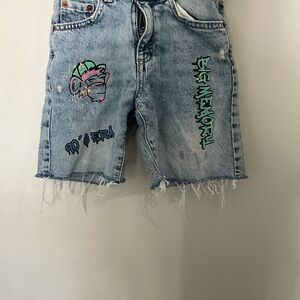 Zara Kids Denim Shorts with Graphic Writing